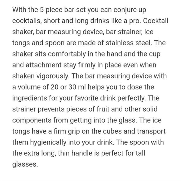 AR+Cook 5-Piece Set Bar Tools- Silver - Picture 3 of 5